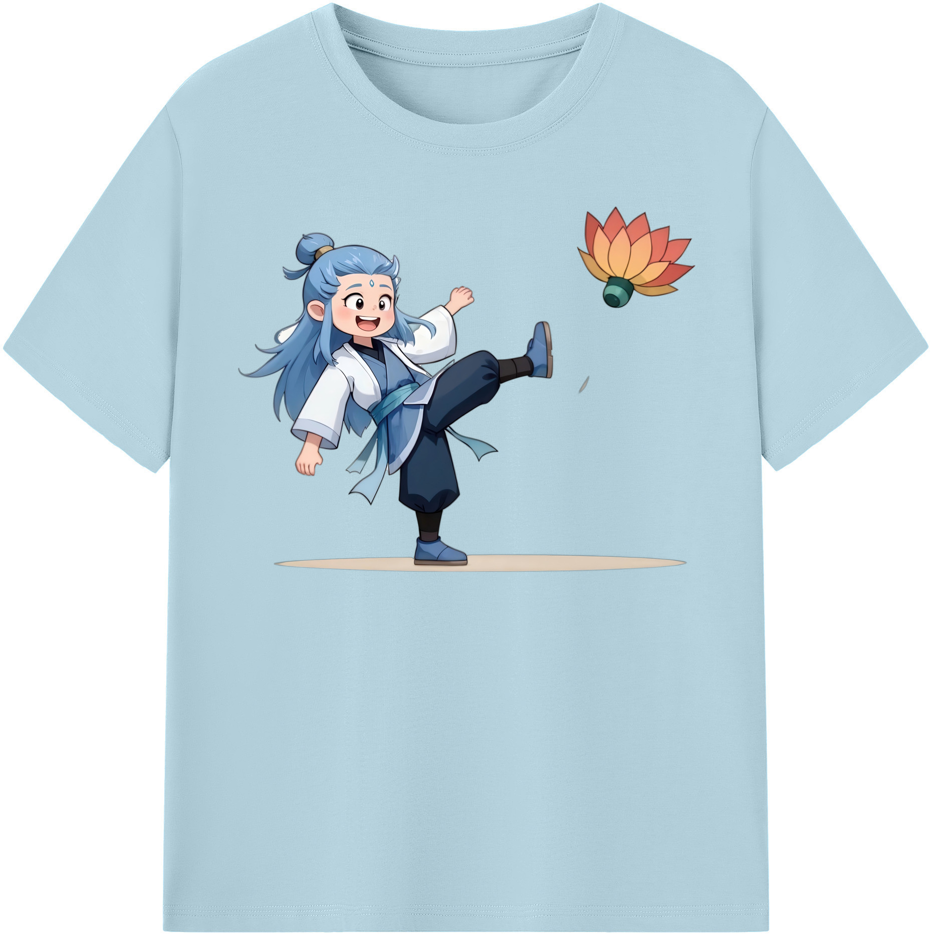 （画像用） Ne Zha 2 ナタ 魔童の大暴れ 綿100％半袖Tシャツ（フロントプリント）